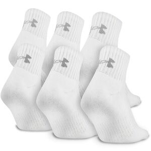 NEW Under Armour Youth 6 pk Ankle Training Athletic Socks (White)- shoe 13.5K-4Y